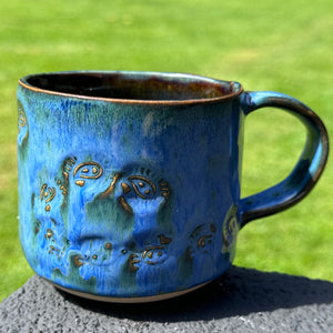 Bright Blue-Green textured mug