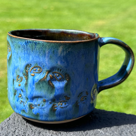 Bright Blue-Green textured mug