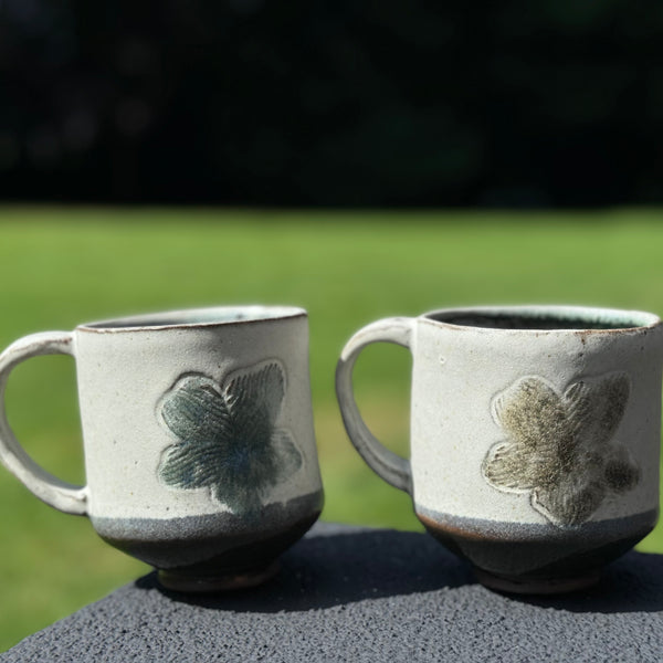 Floral textured mugs (sold as a pair)