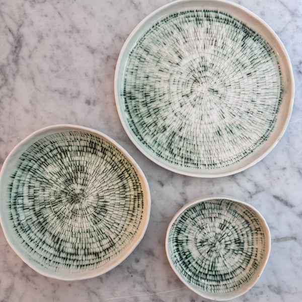 Porcelain nesting plates - Copper and iron