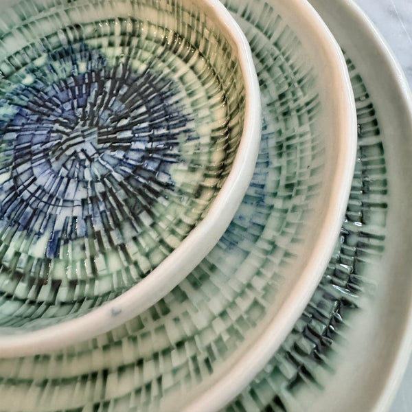 Porcelain nesting plates - Cobalt and copper