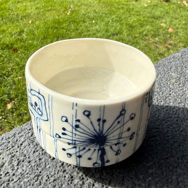 Blue and white porcelain - two small stacking and snacking bowls