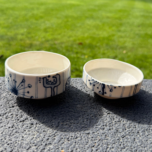 Blue and white porcelain - two small stacking and snacking bowls