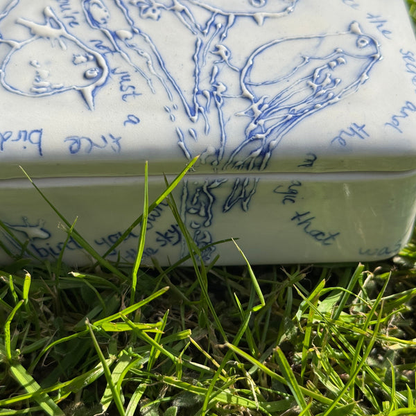 Blue and white porcelain lidded bird box