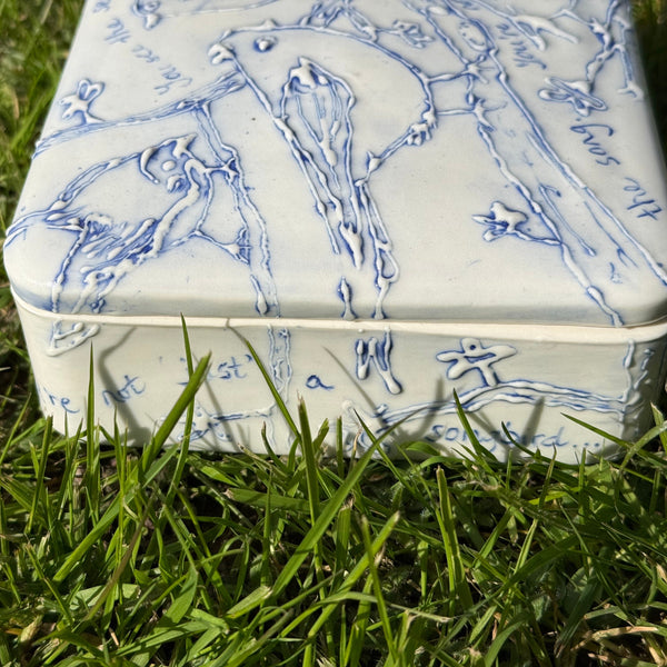 Blue and white porcelain lidded bird box