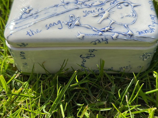 Blue and white porcelain lidded bird box