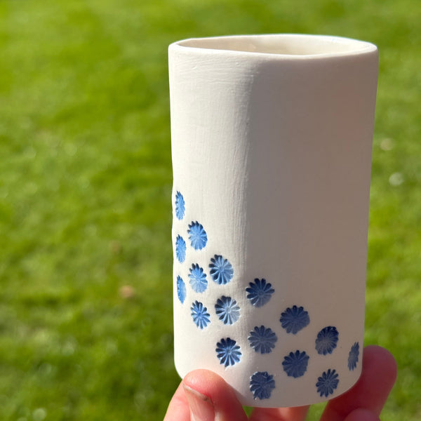 Blue and white porcelain - short vase/pen holder