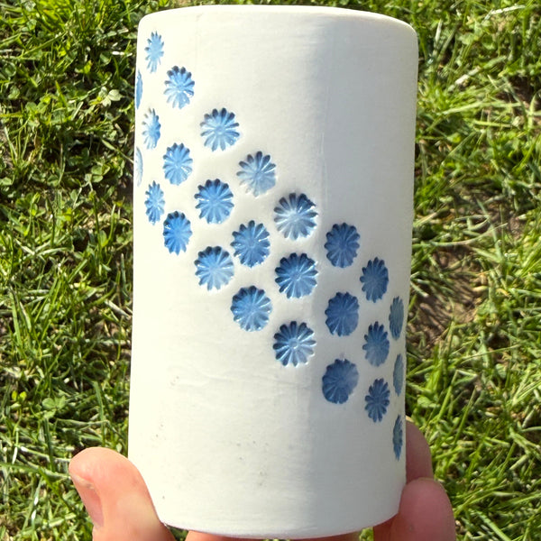 Blue and white porcelain - short vase/pen holder