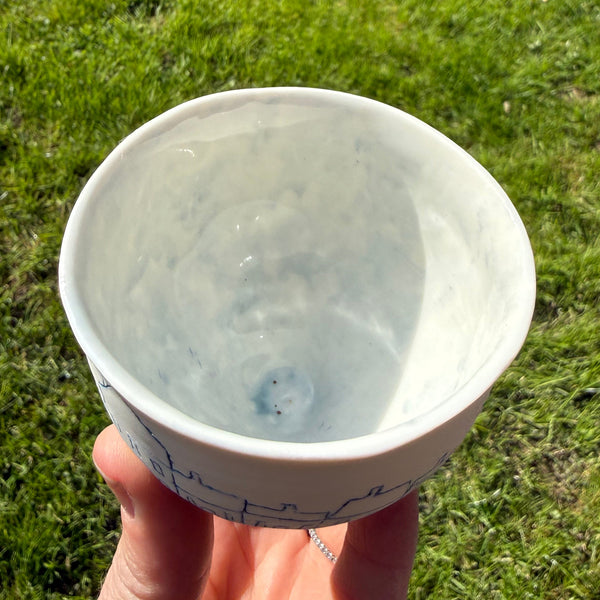 Blue porcelain small bowl (town)