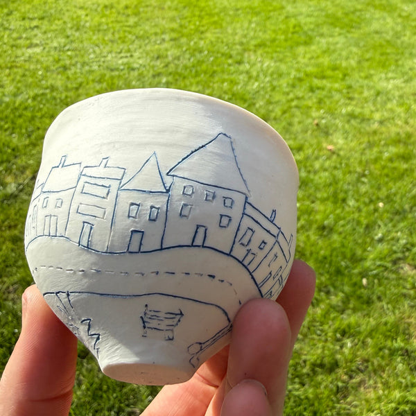 Blue porcelain small bowl (town)
