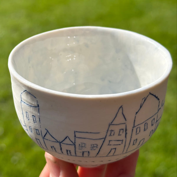 Blue porcelain small bowl (town)