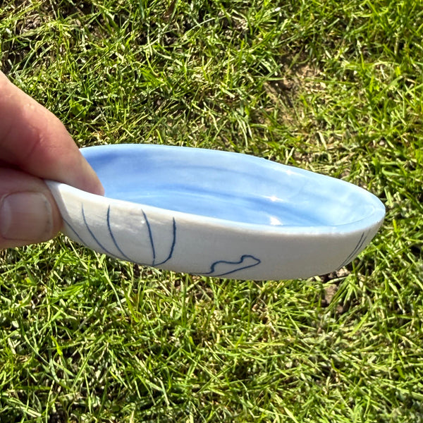 Blue porcelain sauce dish