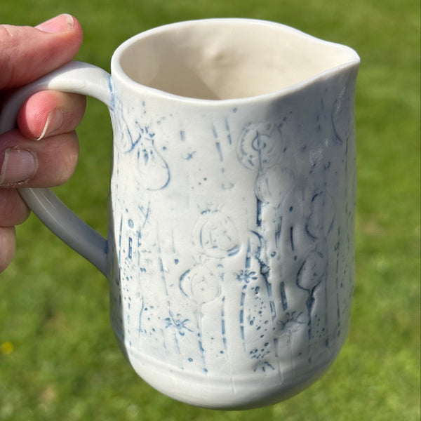 Blue porcelain jug (seed pods)