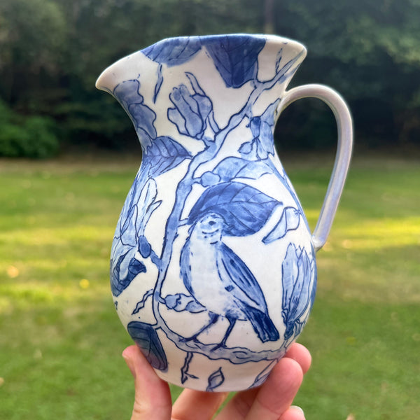 Blue porcelain jug (birds and magnolia)