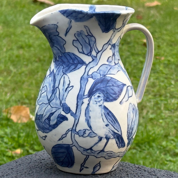 Blue porcelain jug (birds and magnolia)